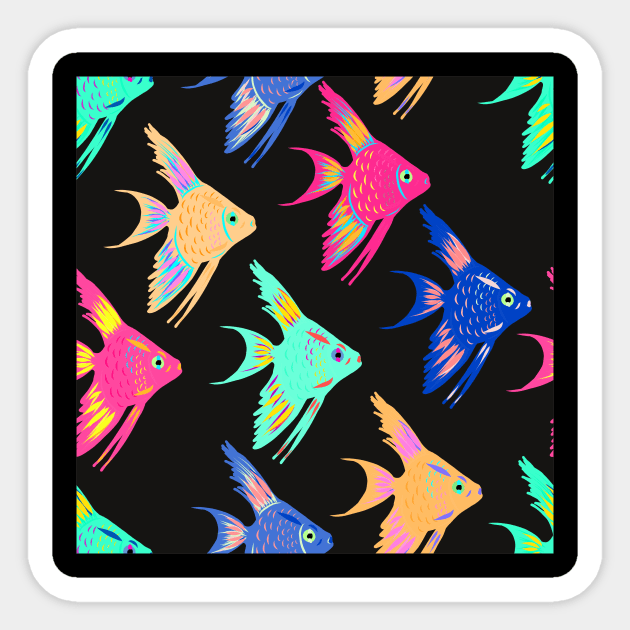 Acara Fish Neon Color Kids Cartoon Sticker by MichelMM